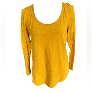 Anthropologie Pure + Good Scoop Neck Long Sleeve Top - Mustard. Medium